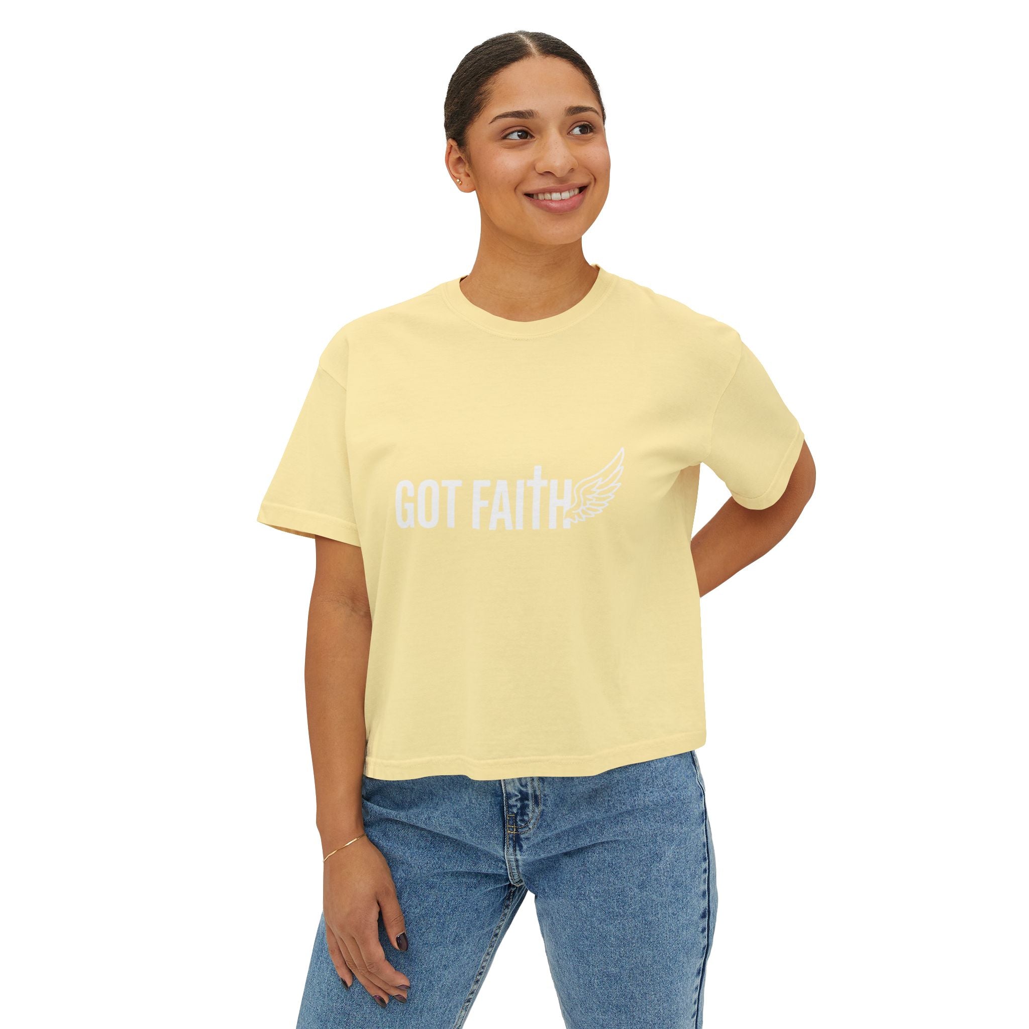 Got Faith Wing Graphic Tee — Women's Boxy Faith T-Shirt